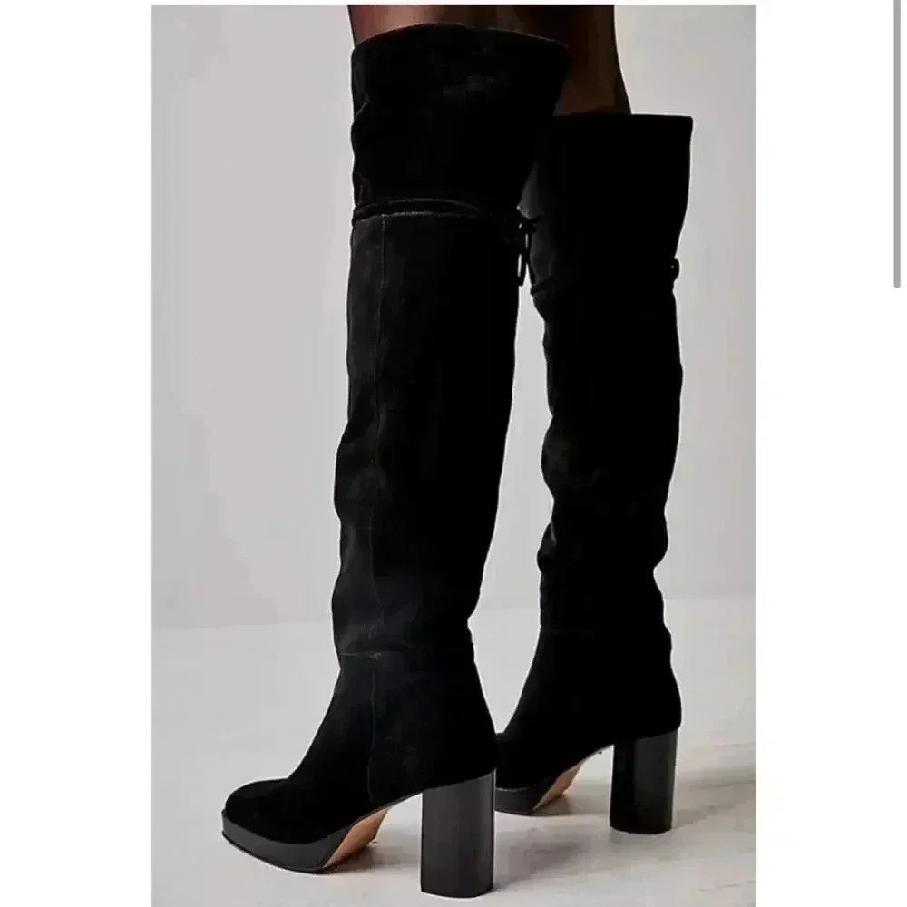 NEW Free People Echo Suede Over-the-Knee High Heel Boots size 38 US 7.5